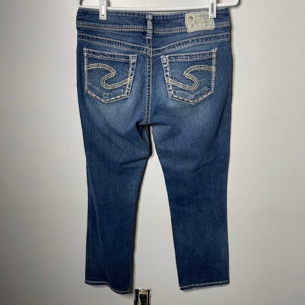 Silver Women's Size 29 Suki Capri Jeans  Blue Solid Cotton Blend Cropped